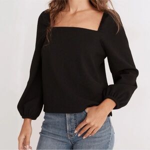 Madewell Square Neck Puff Sleeve Long Sleeve Top